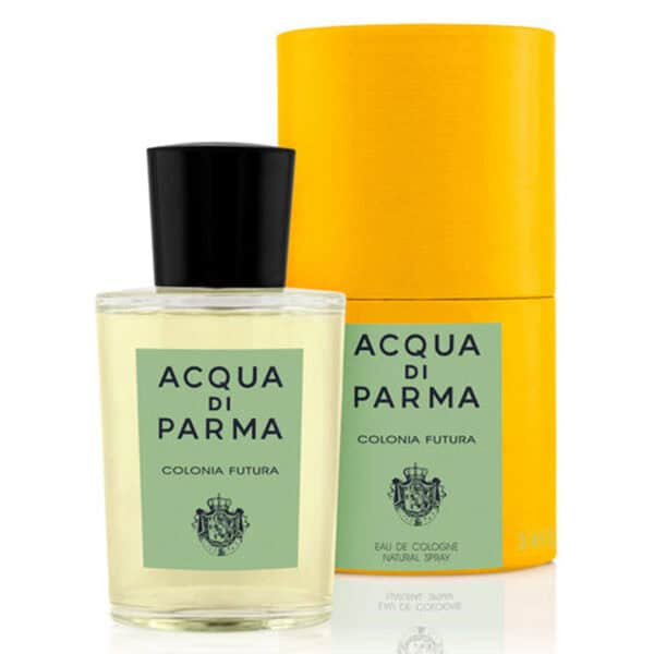 Elegant Acqua di Parma Colonia Futura fragrance bottle with yellow packaging.