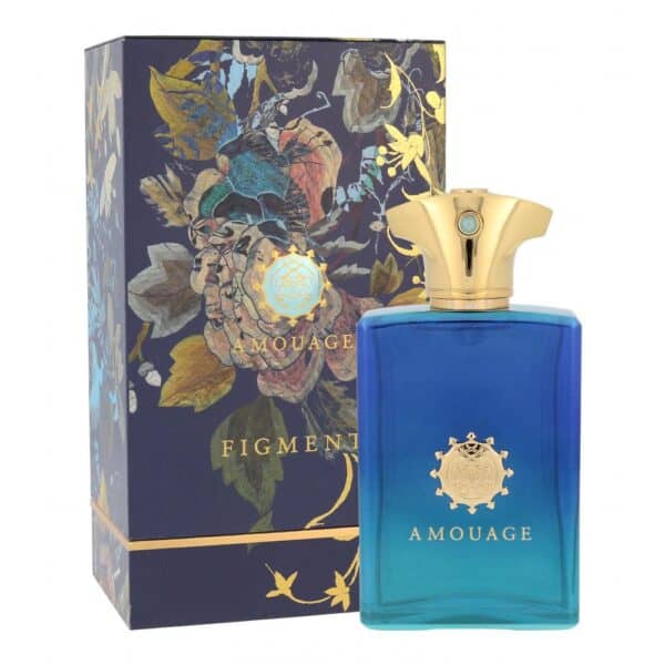 Amouage Figment EDP perfume bottle with floral packaging, 100ml.