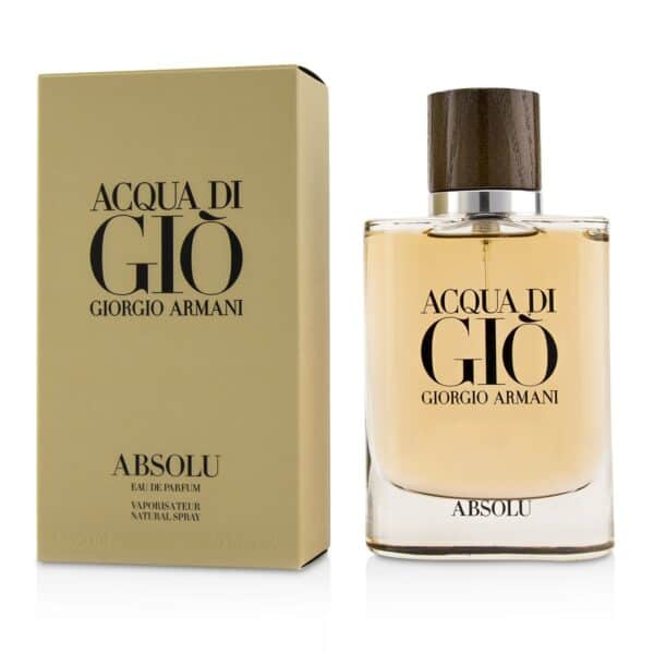 Elegant Armani Acqua di Giò Absolu perfume bottle and box.