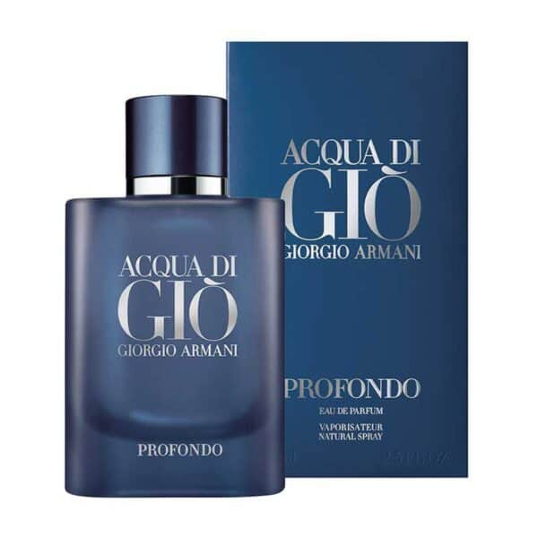 Elegant Armani Acqua di Giò Profondo EDP 75ml bottle with matching box.