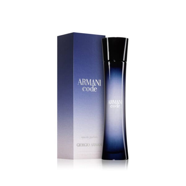 Elegant Armani Code EDP 75ml perfume bottle with sleek design.