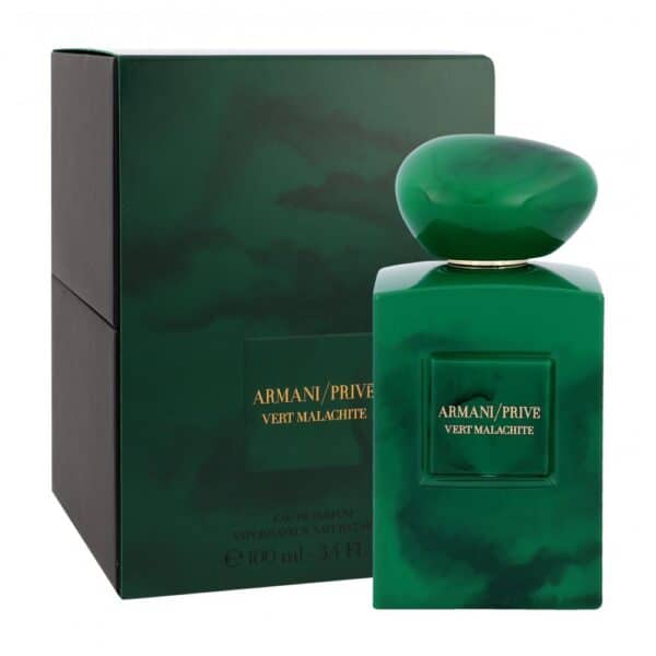 Luxurious Vert Malachite perfume bottle with green marble design.
