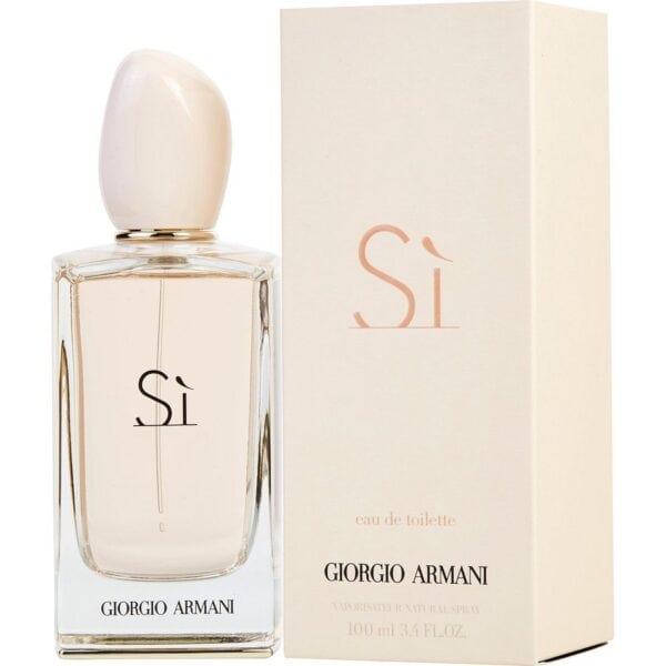 Elegant Armani Si perfume bottle with minimalist design.