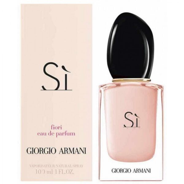 Elegant Armani Si Fiori EDP 100ml perfume bottle with black cap.