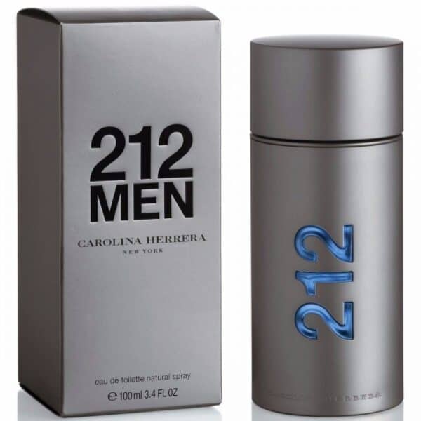 Carolina Herrera 212 Men Eau de Toilette 100ml in sleek silver bottle, perfect for modern style and.