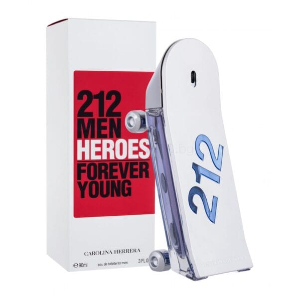 Elegant men's fragrance bottle with "212" branding and sleek design.