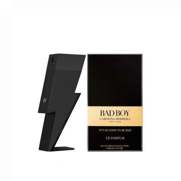 Carolina Herrera Bad Boy Le Parfum 100ml bottle and packaging display.