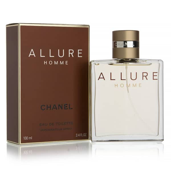 Chanel Allure Homme Eau de Toilette 100ml with elegant bottle and packaging.