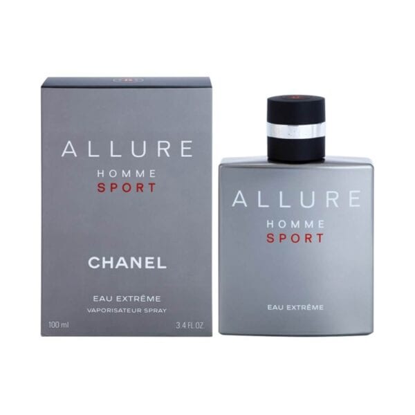 Chanel Allure Homme Sport Extreme fragrance bottle and box, 100ml, for men.
