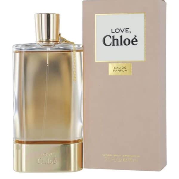 Elegant Chloe Love EDP 75ml perfume with a luxurious gold bottle and stylish packaging.