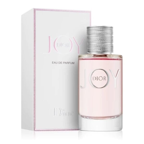 Dior Joy EDP 90ml perfume bottle with elegant pink liquid and silver cap.