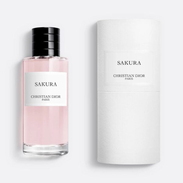 Elegant Christian Dior Sakura perfume bottle with minimalist design.