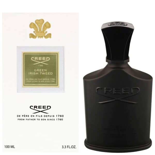 Creed Green Irish Tweed EDP 100ml fragrance bottle and packaging, luxury men's perfume.