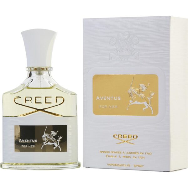 Aventus For Her perfume bottle and box, luxury fragrance for women, Creed brand, 100ml size.