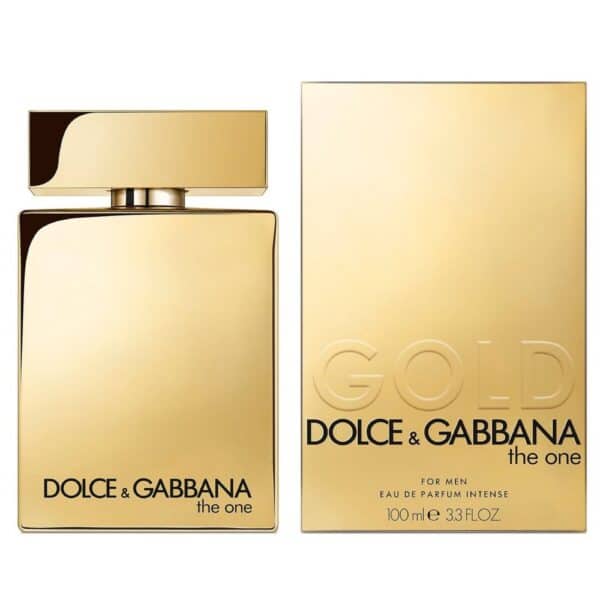 Luxury gold perfume bottle for men by Dolce & Gabbana.
