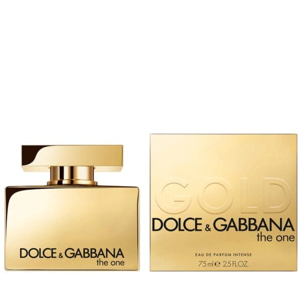 Luxury perfume bottle for Dolce & Gabbana The One Gold fragrance.