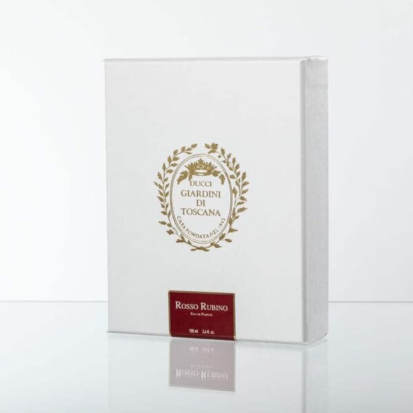 Elegant Ducci Giardini Di Toscana Rosso Rubino EDP perfume box.