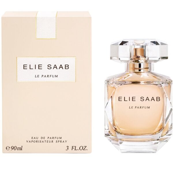 Elie Saab Le Parfum EDP 90ml perfume bottle and box, elegant floral fragrance for women.