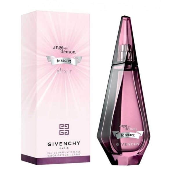 Elegant pink perfume bottle and box for Givenchy Ange Ou Demon Le Secret Elixir EDP 100 ml.