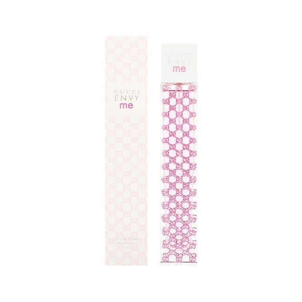 Elegant Gucci Envy Me perfume bottle with pink and white design, perfect for a luxurious fragrance e.