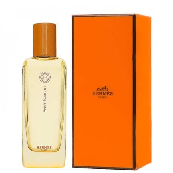 Hermes Ambre Narguile perfume bottle with orange box, luxury fragrance for men and women.