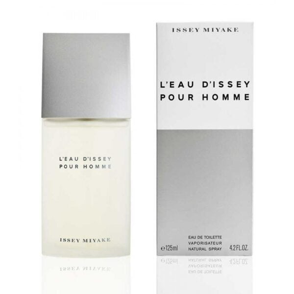 Elegant bottle of Issey Miyake L'eau D'Issey Pour Homme fragrance.