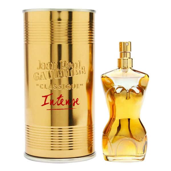 Luxury perfume bottle and packaging for Jean Paul Gaultier Classique Intense EDP 100ml.