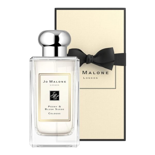 Peony & Blush Suede perfume by Jo Malone, elegant floral fragrance in a clear glass bottle.