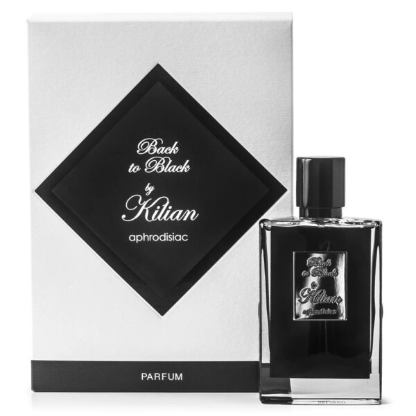 Kilian Back To Black Aphrodisiac 50ml perfume bottle and packaging.