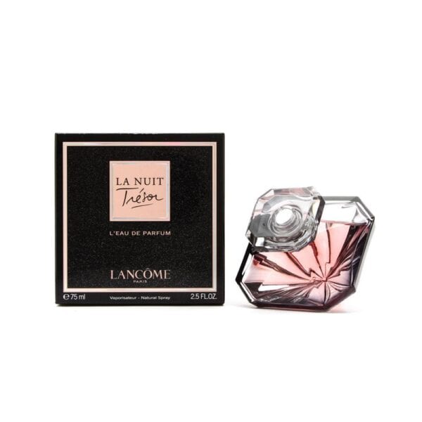 Elegant Lancome Tresor La Nuit perfume bottle with packaging, 75ml size.