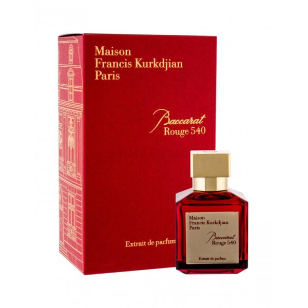 Perfume bottle of Maison Francis Kurkdjian Baccarat Rouge 540, a luxurious fragrance from Paris.