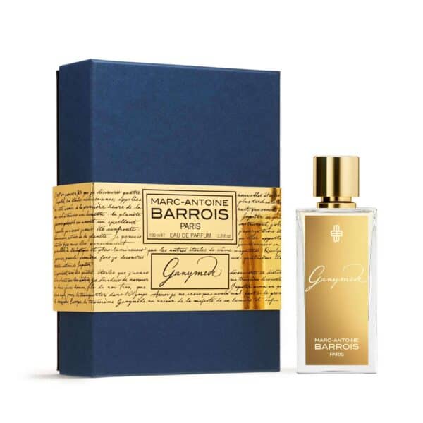 Elegant Ganymede perfume by Marc-Antoine Barrois in a sleek bottle with gold accents.
