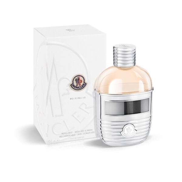Elegant Moncler Pour Femme perfume bottle with sleek design.