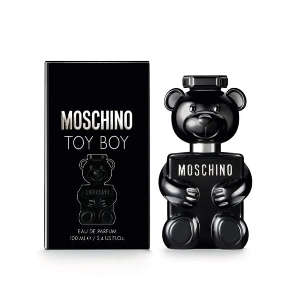 Elegant Moschino Toy Boy EDP 100ml fragrance in a distinctive bear-shaped bottle.