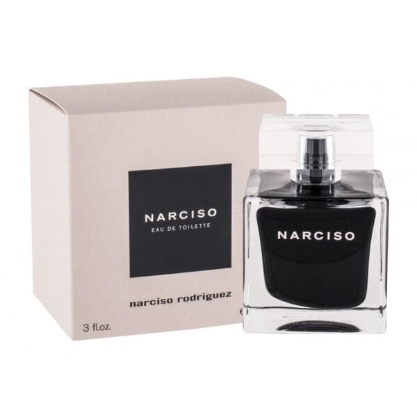 Narciso EDT perfume bottle with black and clear design, perfect for elegant fragrance.