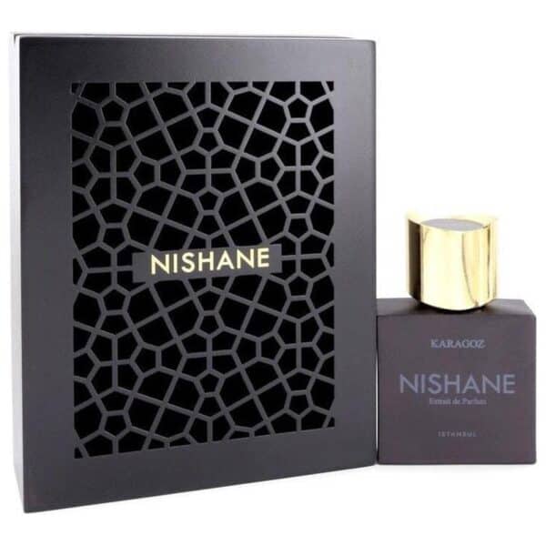 Nishane Karagoz perfume bottle with black and gold design, elegant fragrance for men and women.