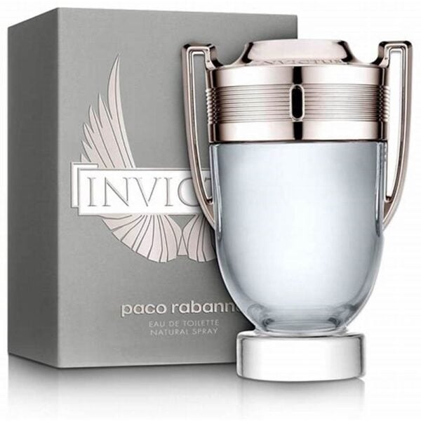 Invictus by Paco Rabanne men's fragrance in a stylish bottle with a silver cap.