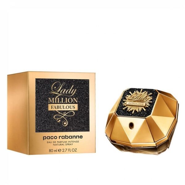 Paco Rabanne Lady Million Fabulous Intense EDP 80ml perfume with gold design.