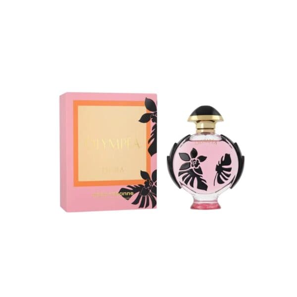 Paco Rabanne Olympea Flora Intense perfume bottle and box, floral fragrance, 80ml.