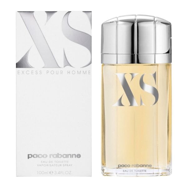 Paco Rabanne XS Eau de Toilette 100ml bottle with sleek silver cap.