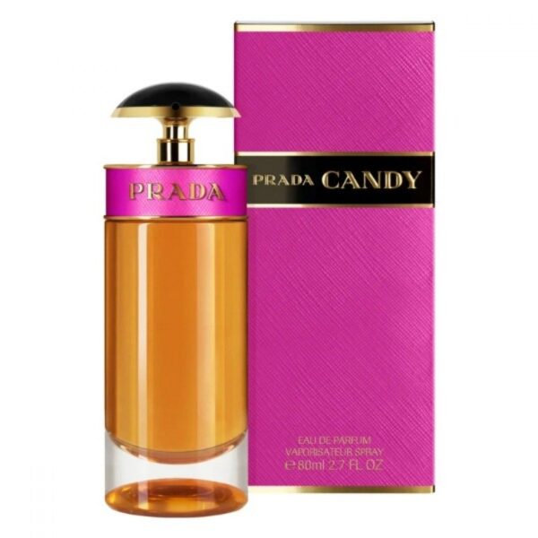 Prada Candy EDP perfume bottle with pink and gold accents.