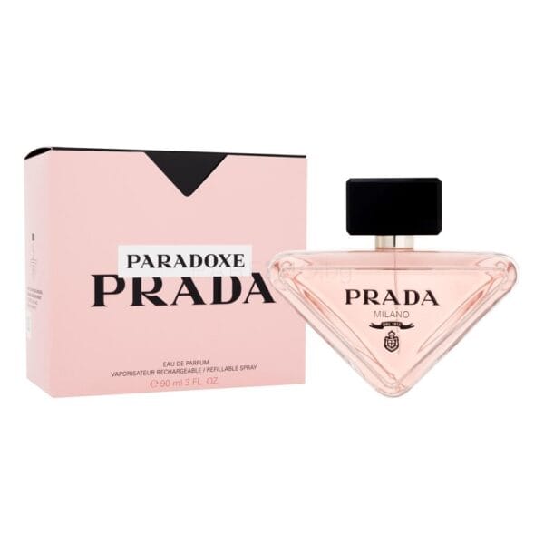 Prada Paradoxe EDP 90ml perfume bottle with pink packaging, elegant and luxurious fragrance.