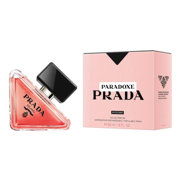 Prada Paradoxe Intense EDP 90ml perfume bottle with pink box, luxurious fragrance for women.