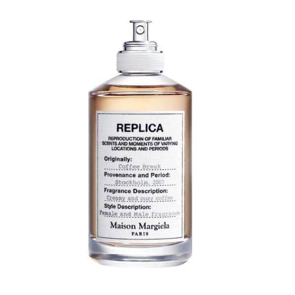Replica Coffee Breack perfume bottle with minimalist label design.