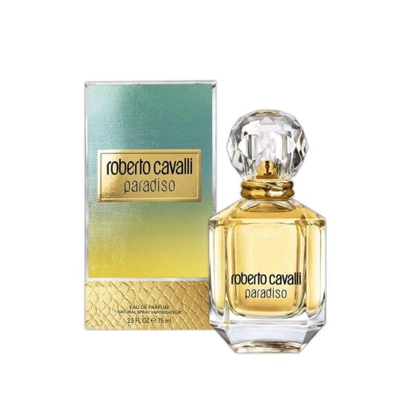 Roberto Cavalli Paradiso perfume bottle with packaging, 75ml.