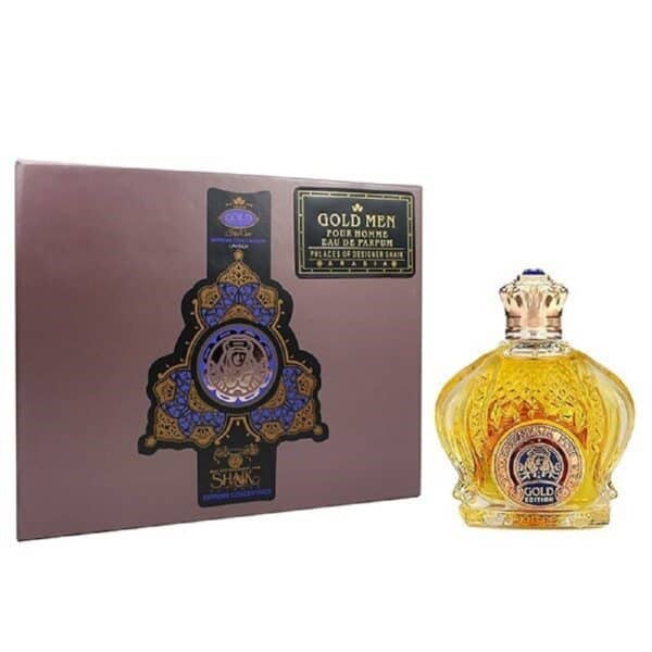 Elegant Shaik Gold Edition perfume bottle and box for men.