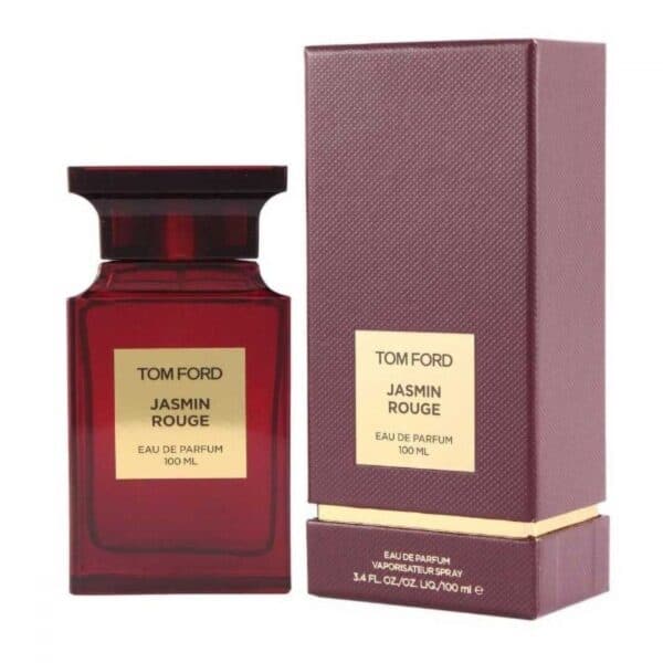 Jasmin Rouge perfume bottle with packaging, luxury fragrance by Tom Ford.