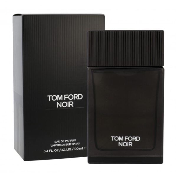 Elegant Tom Ford Noir perfume bottle with sleek black design.