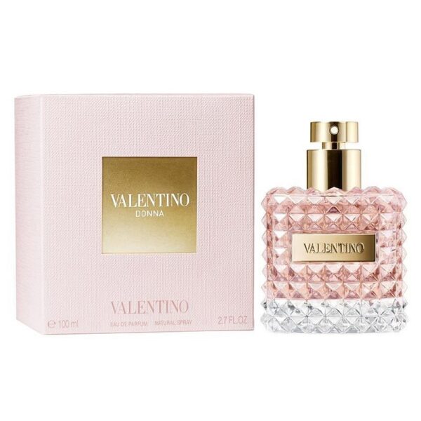 Valentino Donna EDP perfume bottle with pink and gold accents.