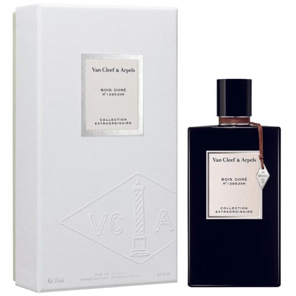 Van Cleef & Arpels Bois Dore EDP 75ml perfume bottle with elegant packaging.